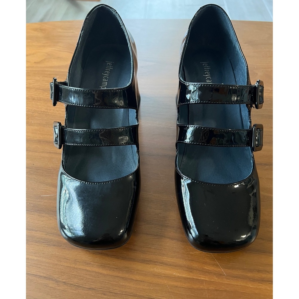 Jeffrey Campbell Mary Jane Pumps Womens 6.5 Black Pre-owned Patent Block Heel